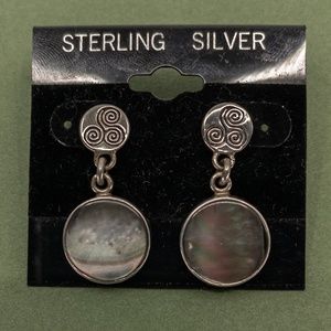 Sterling Silver and Mother of Pearl Drop Earrings